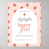Strawberry Girls erster Geburtstag | Begrüßungszei Poster (Vorne)