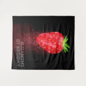 Strawberry Glitzer Custom Background Birthday Bann Wandteppich (Vorderseite (Horizontal))