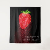 Strawberry Glitzer Custom Background Birthday Bann Wandteppich (Vorderseite)