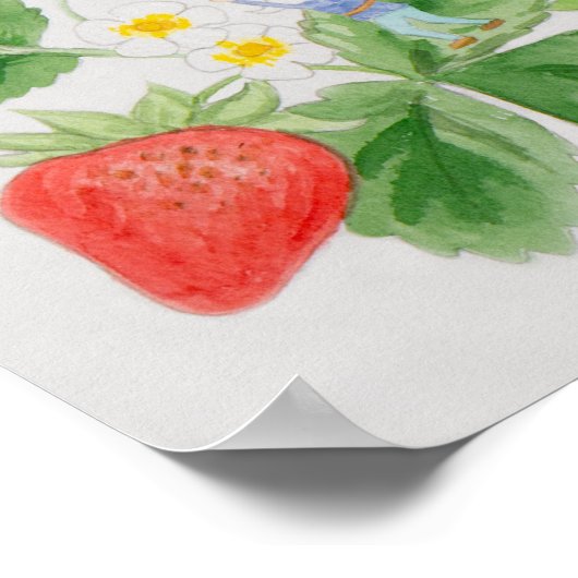 Strawberry Gnome art Print Poster (Ecke)
