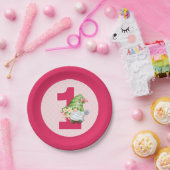 Strawberry Gnome Garden Baby Girl's 1. Geburtstag Pappteller (Party)