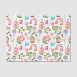 Strawberry Gnome Garden Little Girl's Birthday Seidenpapier