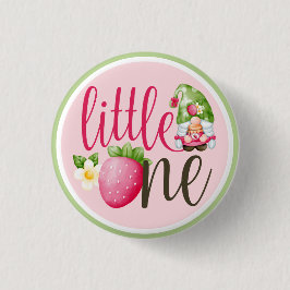 Strawberry Gnome Garden Little One 1. Geburtstag Button