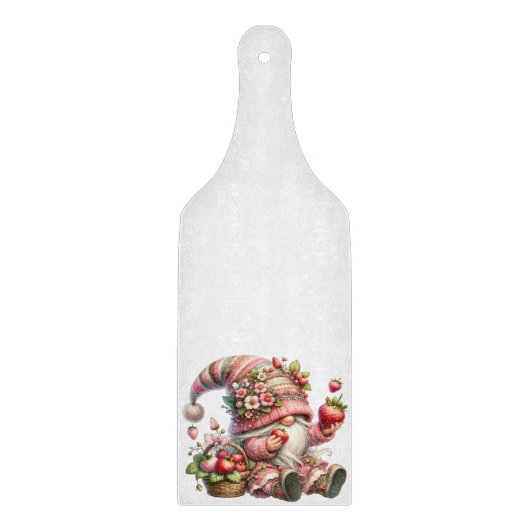Strawberry Gnome Glass Cutting Board Schneidebrett (Vorderseite)