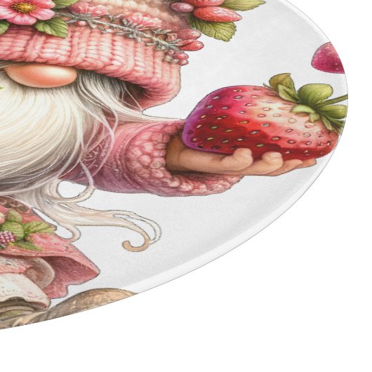 Strawberry Gnome Glass Cutting Board Schneidebrett (Ecke)