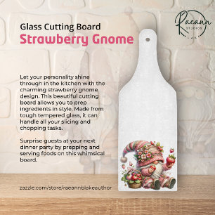 Strawberry Gnome Glass Cutting Board Schneidebrett