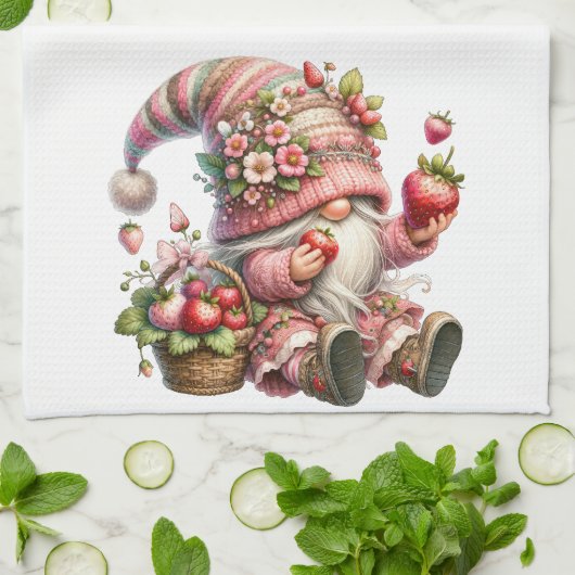 Strawberry Gnome Kitchen Handtücher (Gefaltet)