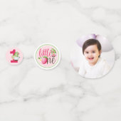 Strawberry Gnome Little One 1. Geburtstag Foto Konfetti (Vorderseiten)