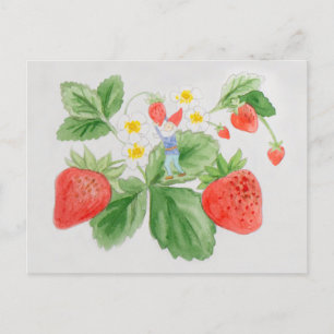 Strawberry Gnome Postcard Postkarte
