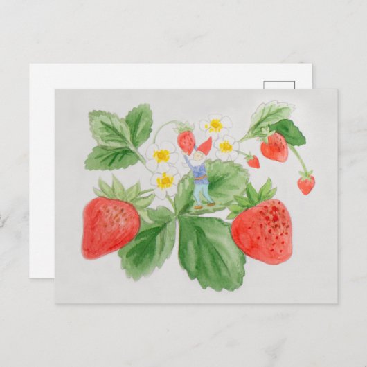 Strawberry Gnome Postcard Postkarte (Vorne/Hinten)