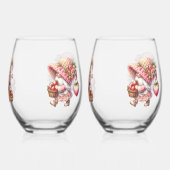 Strawberry Gnome Stemless Wineglass Set Weinglas Ohne Stiel (Rückseite)