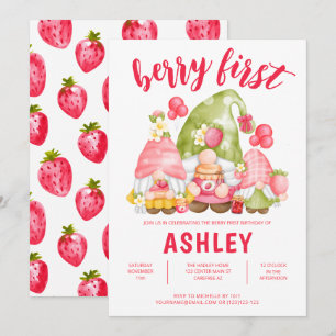 Strawberry Gnomes Berry Einladung zum Geburtstag
