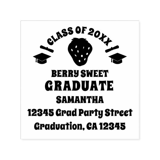 Strawberry Graduation Return Address Permastempel (Design)
