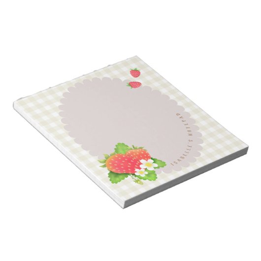 Strawberry Gray Kariert Notizblock (angewinkelt)