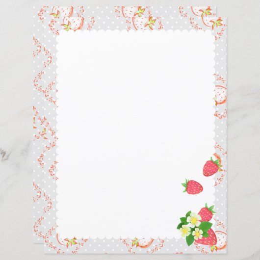Strawberry Gray Stationery Paper (Vorne/Hinten)