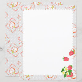 Strawberry Gray Stationery Paper