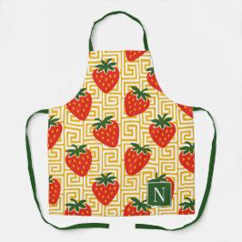 Strawberry Greek Key Monogram Schürze
