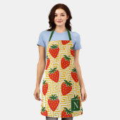 Strawberry Greek Key Monogram Schürze (Getragen)