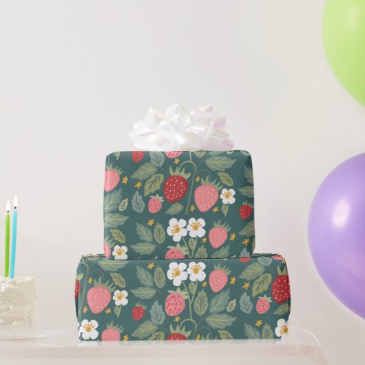 Strawberry Green Botanical Geschenkpapier (Partygeschenke)