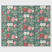 Strawberry Green Botanical Geschenkpapier (Flach)