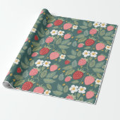 Strawberry Green Botanical Geschenkpapier (Ungerollt)