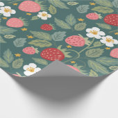 Strawberry Green Botanical Geschenkpapier (Ecke)