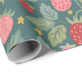 Strawberry Green Botanical Geschenkpapier (Rolleneckpunkt)