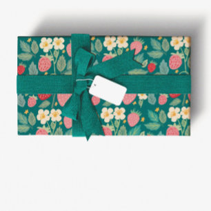 Strawberry Green Botanical Geschenkpapier