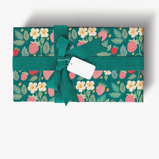 Strawberry Green Botanical Geschenkpapier