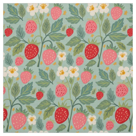 Strawberry Green Botanical Stoff (Muster)