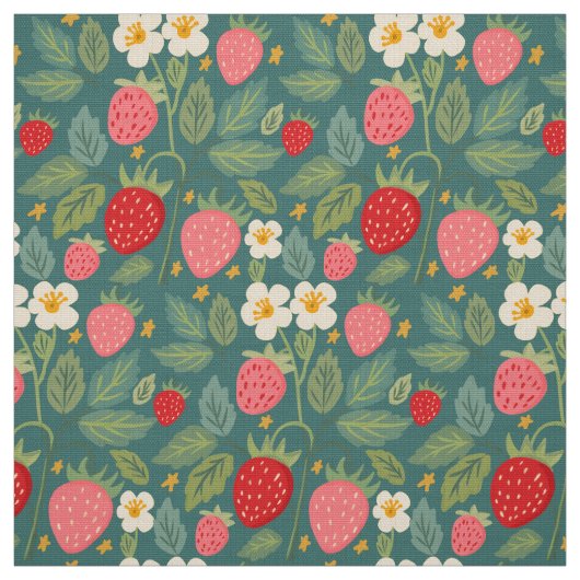 Strawberry Green Botanical Stoff (Muster)