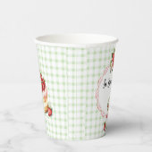 Strawberry Green Gingham Baby Shower Paper Cups Pappbecher (Rechts)