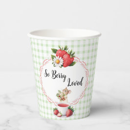 Strawberry Green Gingham Baby Shower Paper Cups Pappbecher