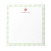 Strawberry Green Gingham Border Personalized Notizblock (Vorderseite)