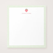 Strawberry Green Gingham Border Personalized Notizblock