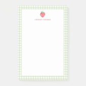 Strawberry Green Gingham Border Personalized Post-it Klebezettel (Vorderseite)