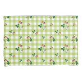 Strawberry Green Gingham Karo Kariertes Muster Kissenbezug (Vorderseite-Rechts)