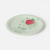 Strawberry Green Red Fruit Baby Dusche Pappteller (Schrägansicht)