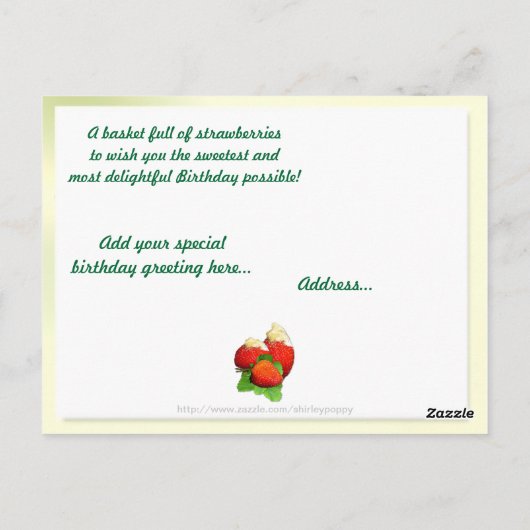 Strawberry ~ Großmutter's Geburtstagskarte Postkarte (Rückseite)