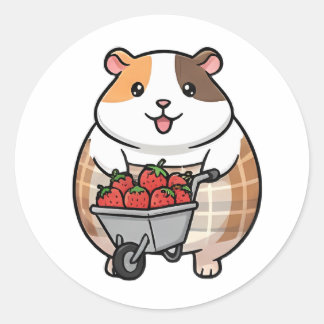 Strawberry Guinea Pig Runder Aufkleber