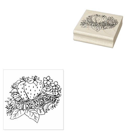 Strawberry Hand Lettering Typografie Gummistempel (Stempel)
