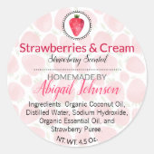 Strawberry Handmade Bath & Body Label Runder Aufkleber (Vorderseite)