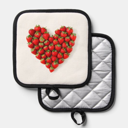 Strawberry Heart Topflappen (Vorderseite/Rückseite)