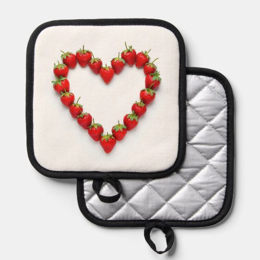 Strawberry Heart Topflappen (Vorderseite/Rückseite)