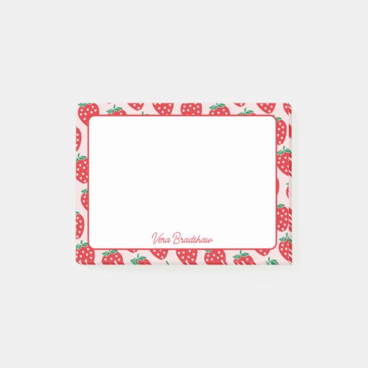 Strawberry Hearts Berry Sweet Individuelle Name Post-it Klebezettel (Vorderseite)