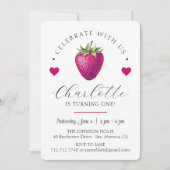 Strawberry Hearts Birthday Girl White Dankeskarte (Vorderseite)