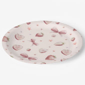 Strawberry Hearts Liebe Ribbon Stars Pappteller (Schrägansicht)