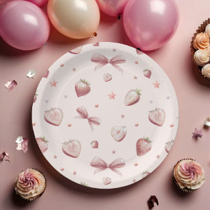 Strawberry Hearts Liebe Ribbon Stars Pappteller