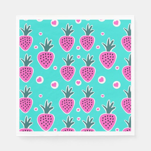 Strawberry Hearts Paper Napkin Serviette (Vorderseite)