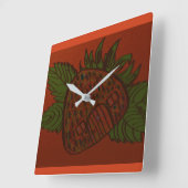 Strawberry Home Sweet Home Quadratische Wanduhr (Winkel)